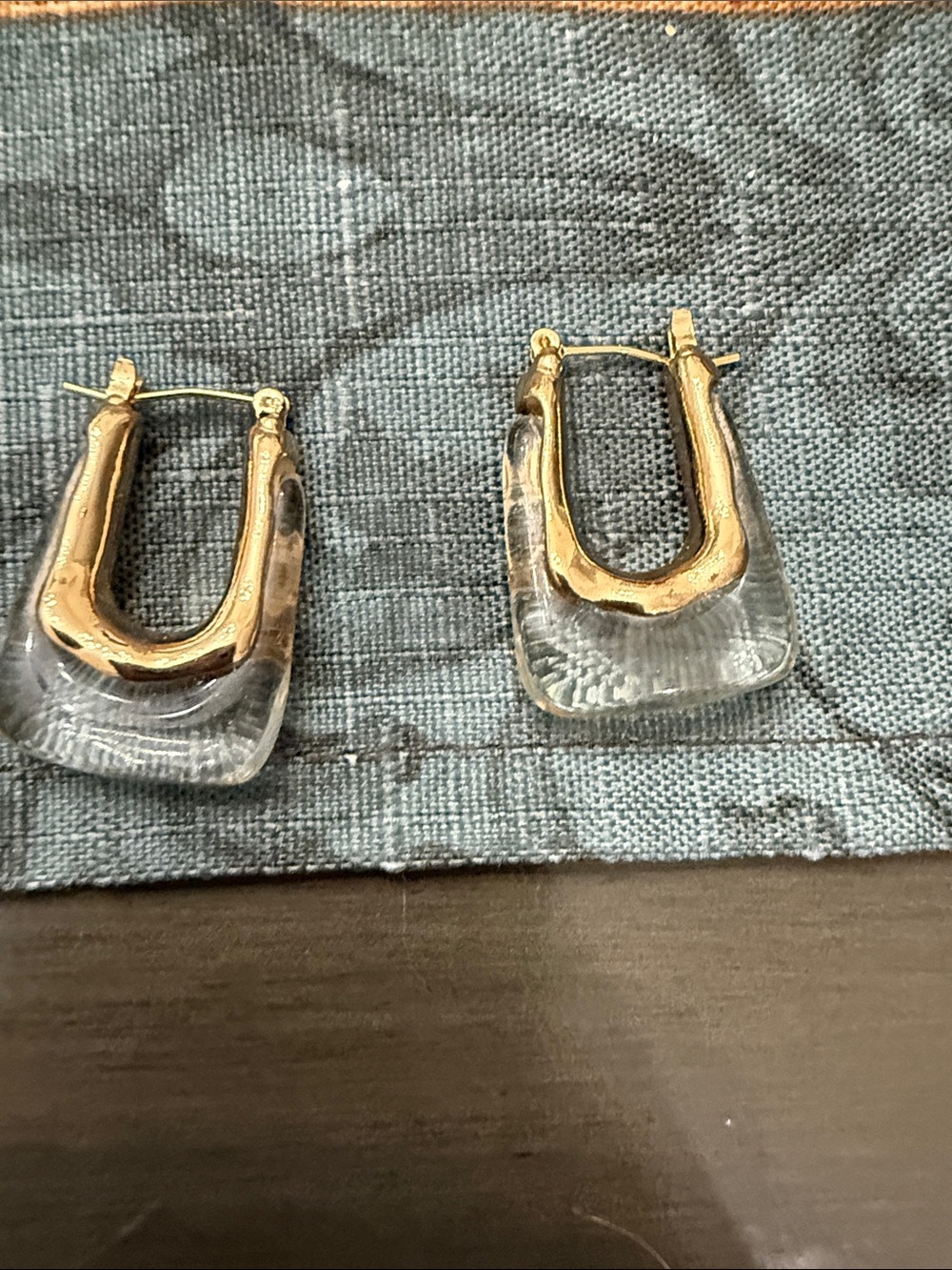 Gold and Clear Resin Hoop Drop Earrings - Women Jewelry